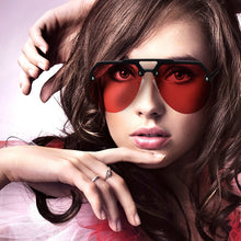 NEW Fashion Semi Rimless Pilot Red Sunglasses - Phoenix Gold